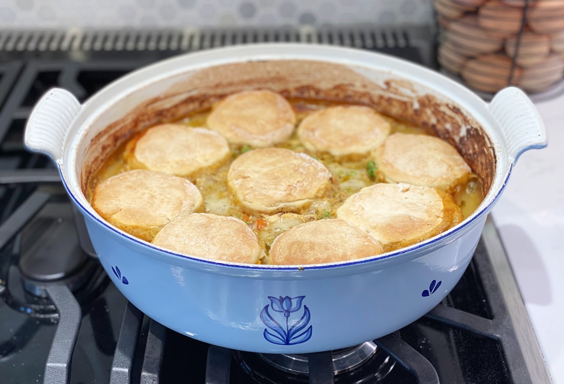 Dutch Oven Hen Biscuit Pot Pie